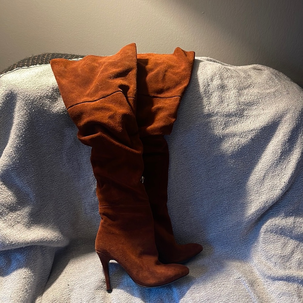 Beautiful rust colored suede knee high boots. Worn once, in perfect condition!
